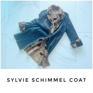 Sylvie Schimmel coat size 10 44 shearling fur leather black brown jacket vintage